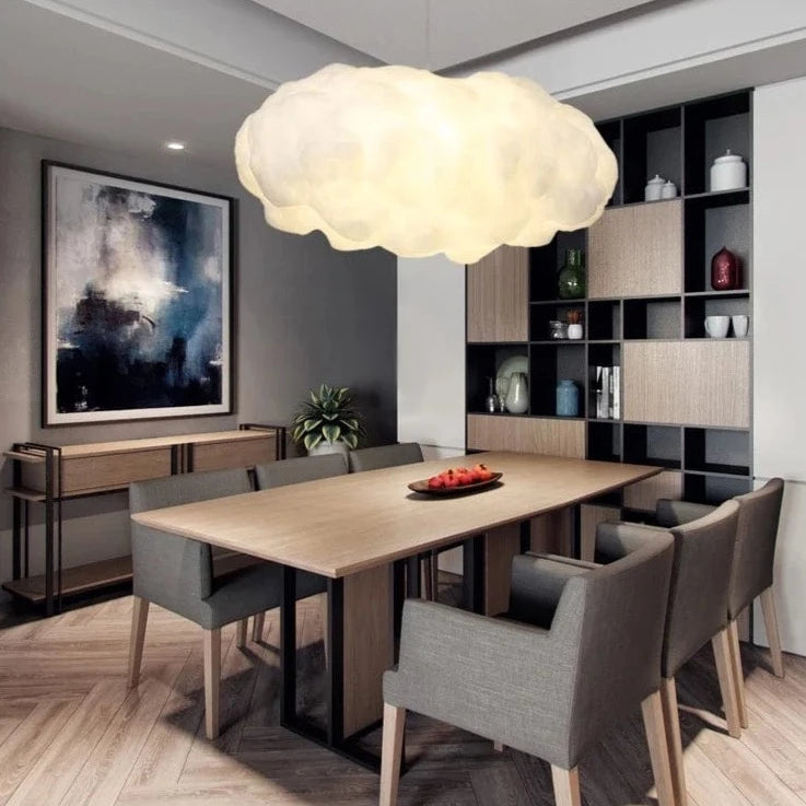 Lustre moderne en plumes, plafonnier en forme de nuage
