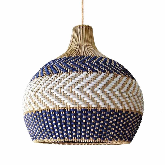 Suspension Rotin Bleu