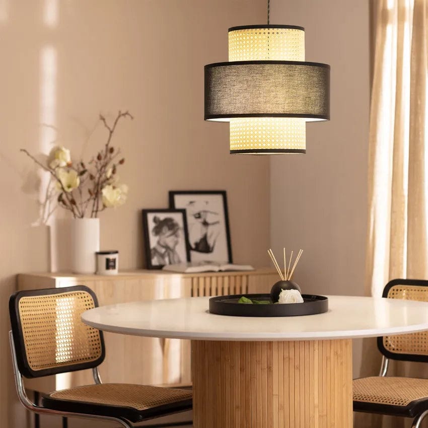 Suspension Rotin <br> et Tissu