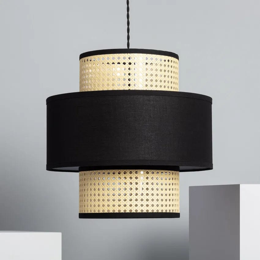 Suspension Rotin et Tissu