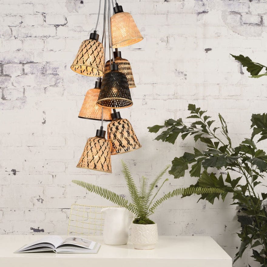 Suspension Grappe Rotin