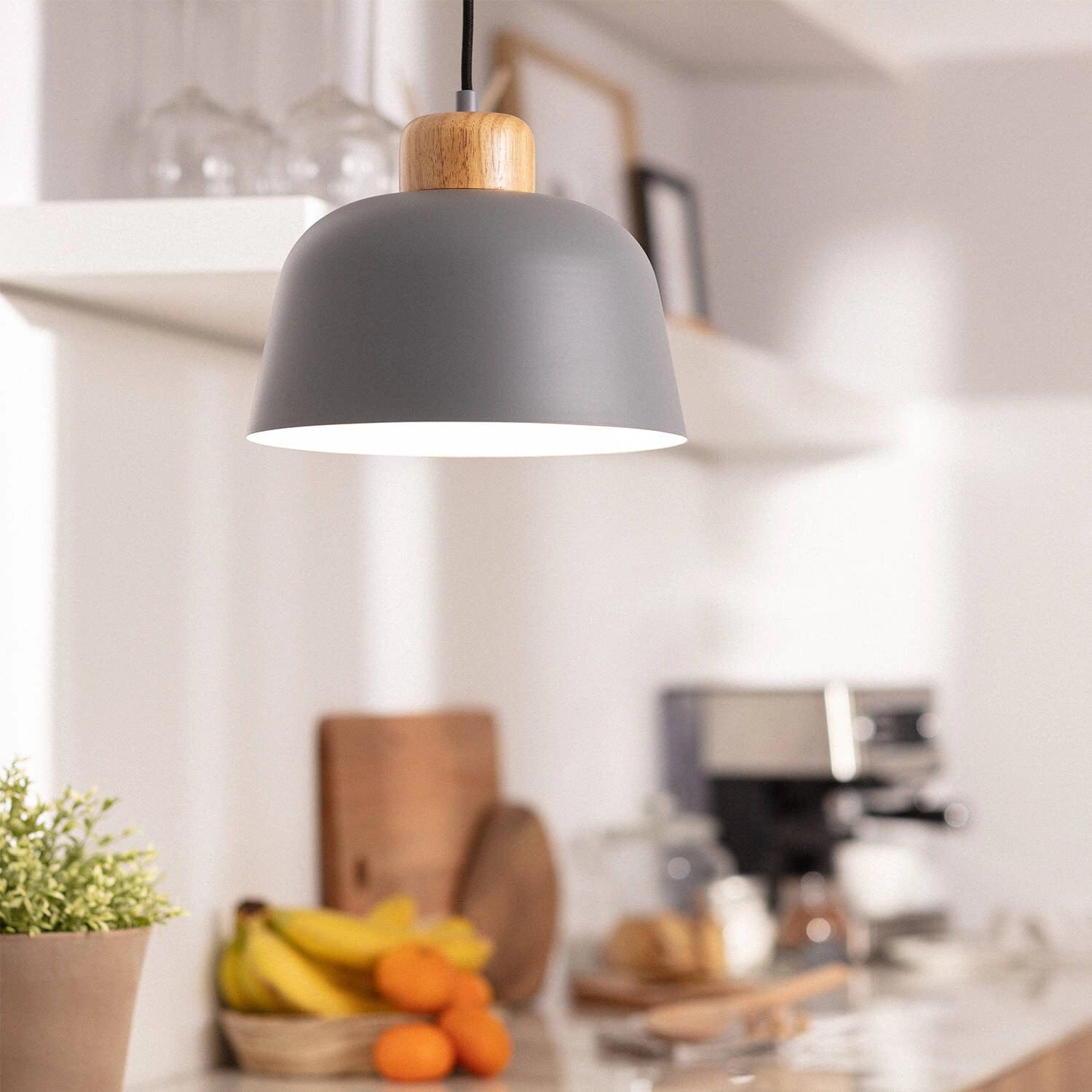 suspension bois gris
