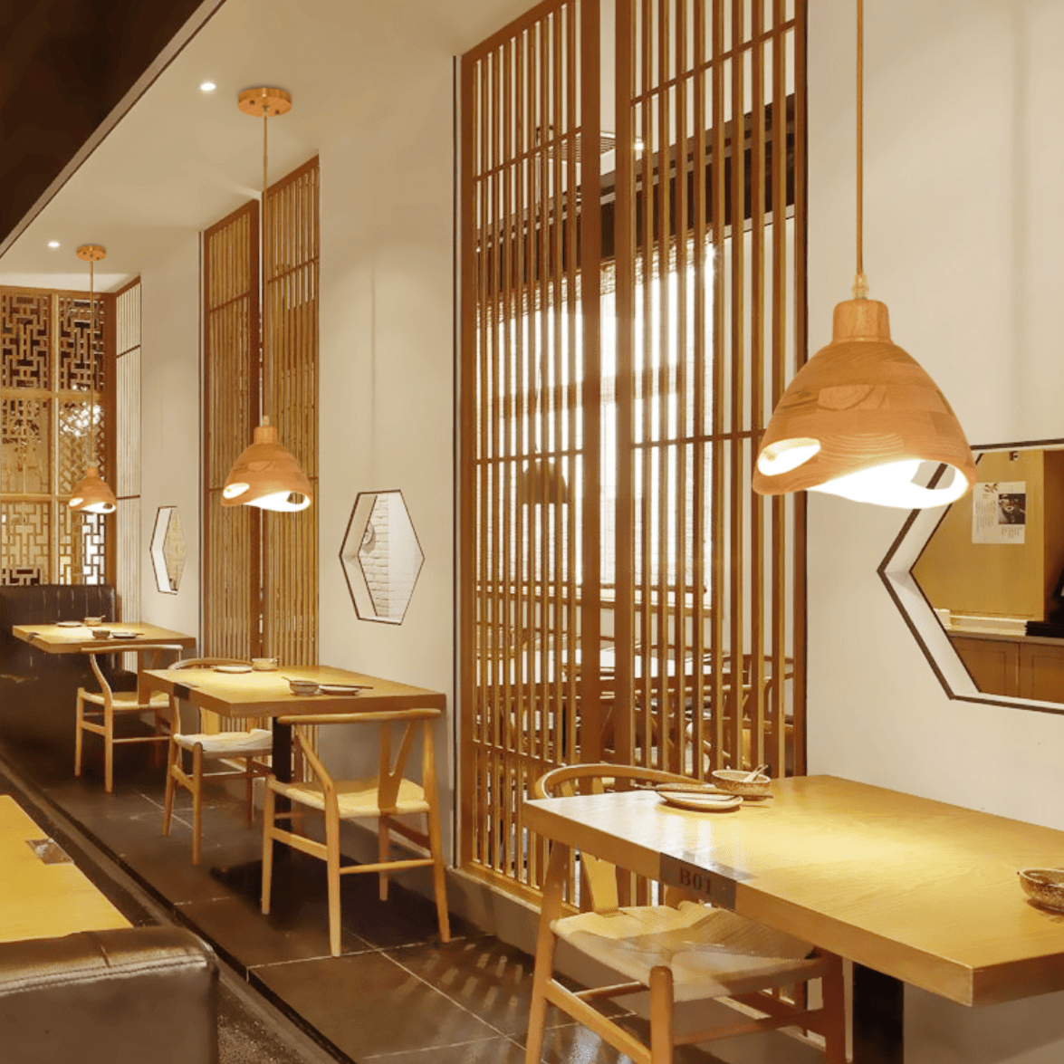 Lampe Suspension <br> Bois
