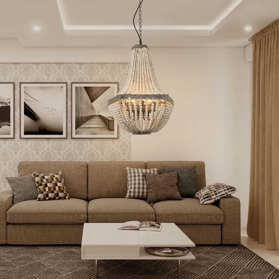 Suspension Perles Bois