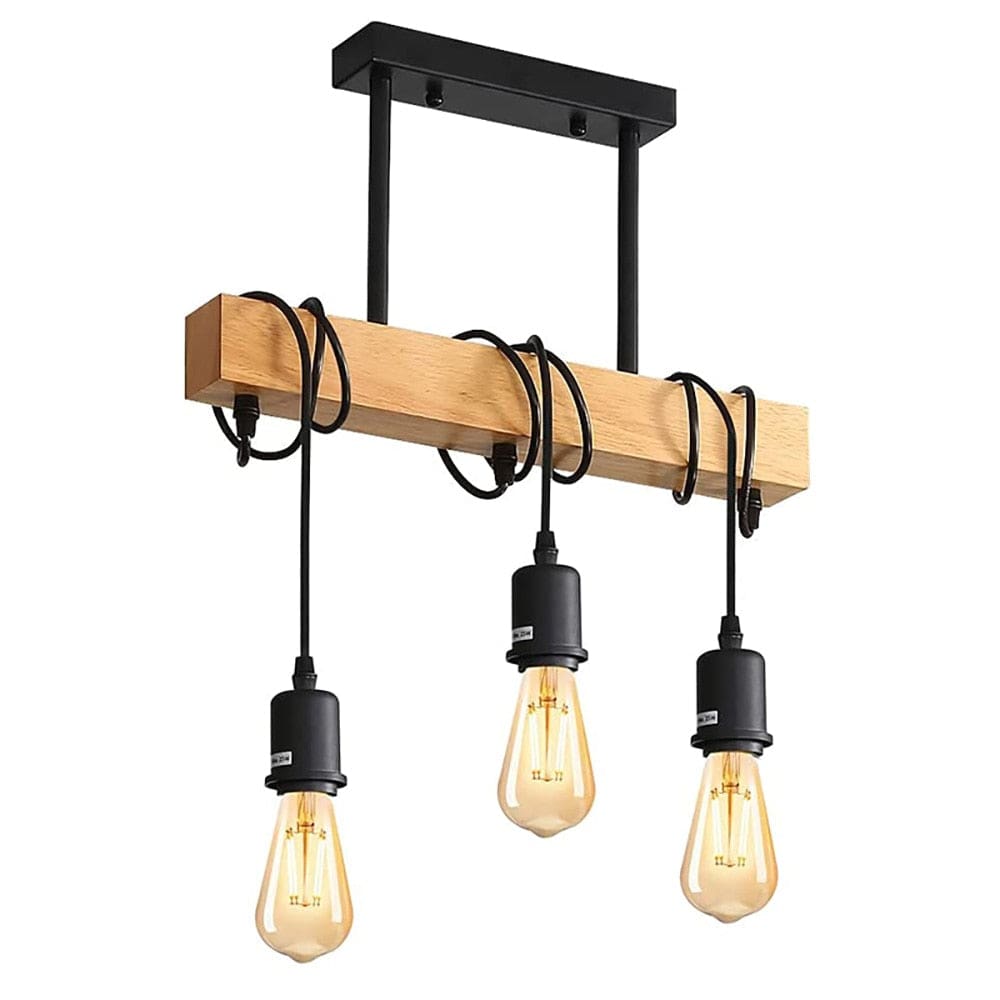 luminaire suspension industriel bois