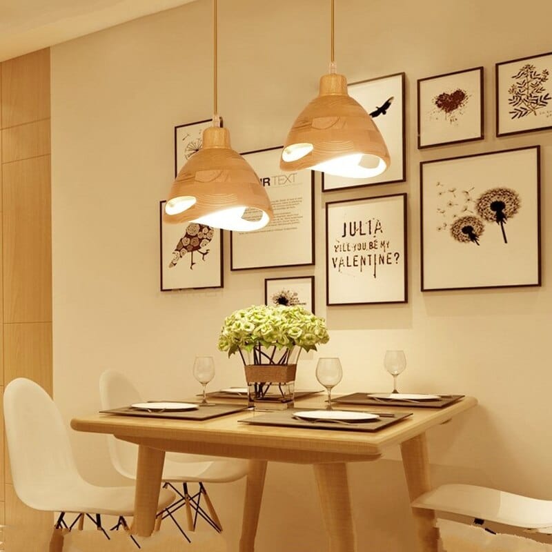 lampe bois suspension