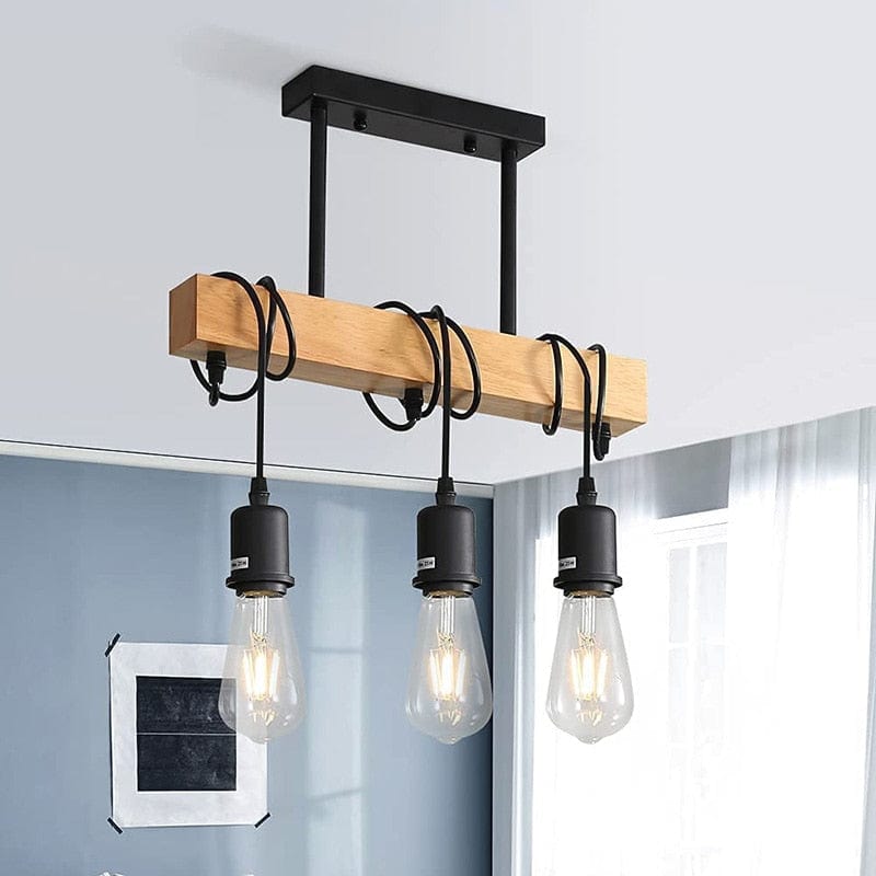 Suspension Luminaire Industriel Bois