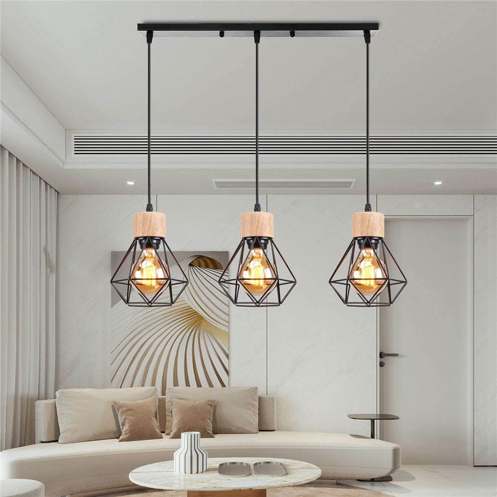 Lustre Industriel Bois