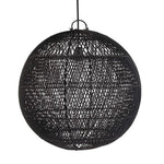 suspension boule rotin noir