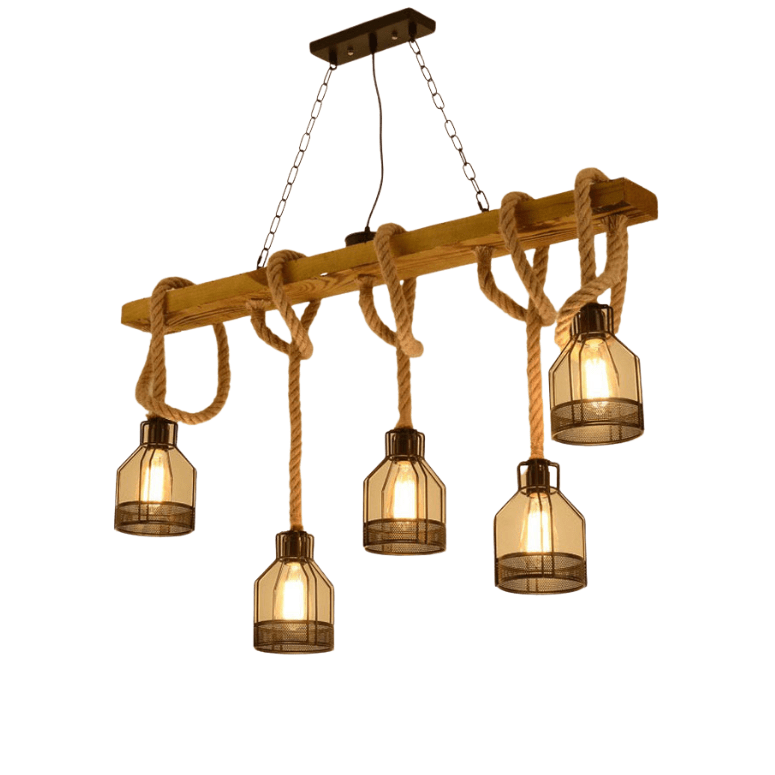 Lustre corde bois
